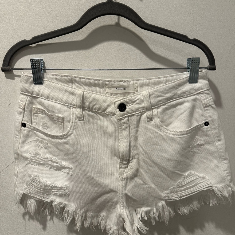 Hidden Women's White Distressed Shorts